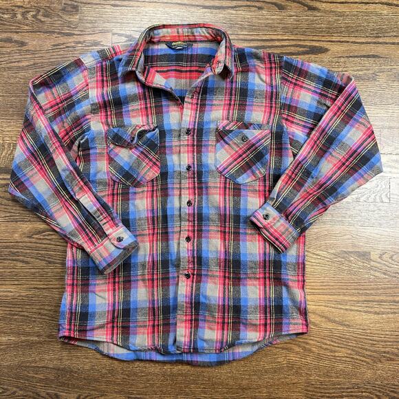 OshKosh B'gosh Other - Vintage OshKosh B'Gosh Mens Large Plaid Flannel Button Down Shirt Blue Red Grey